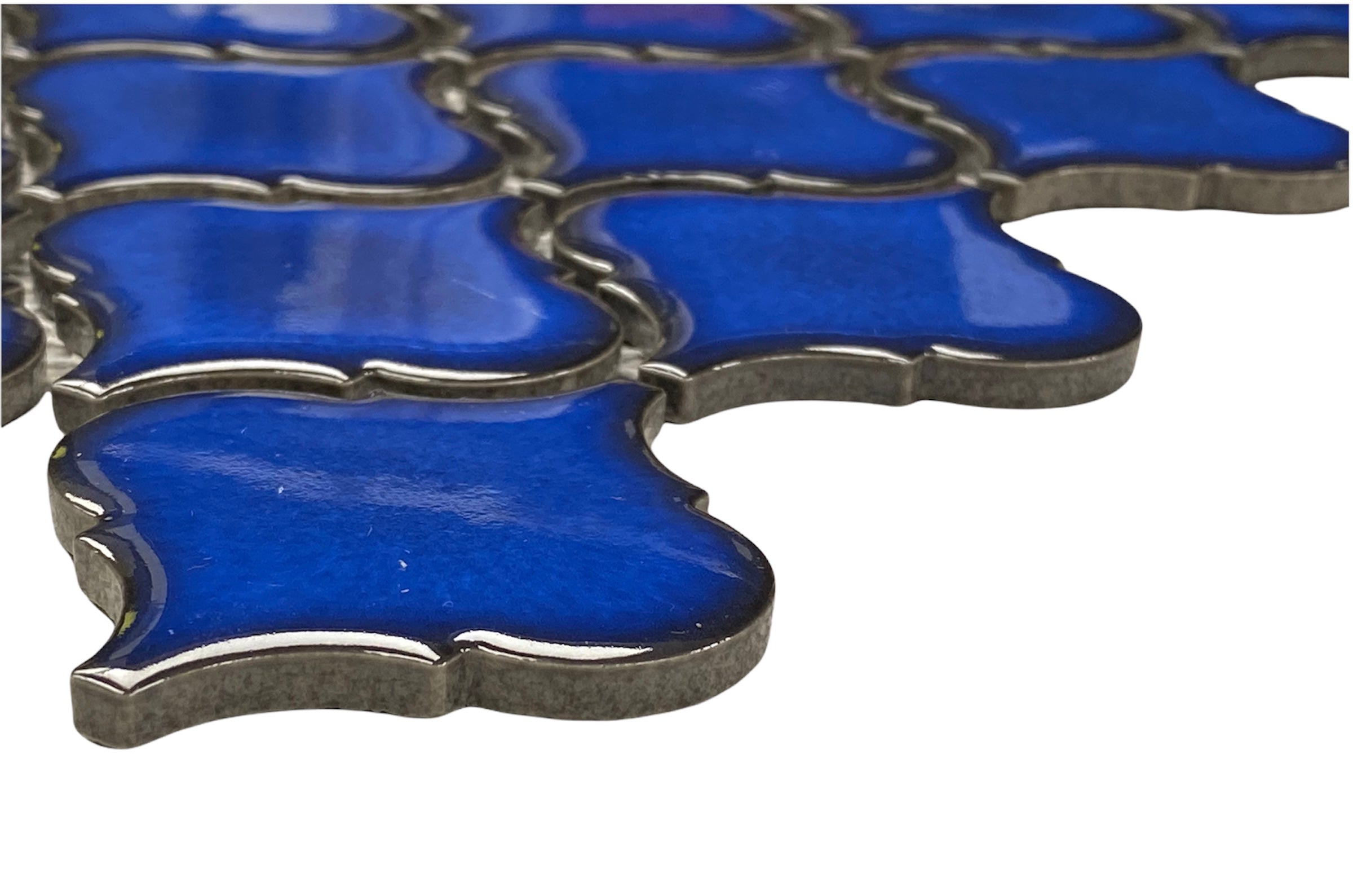 Tenedos Premium Cobalt Blue 2 Inch Lantern Glossy Porcelain Mosaic Tile for Kitchen Backsplash Bathroom Wall Pool Tiles