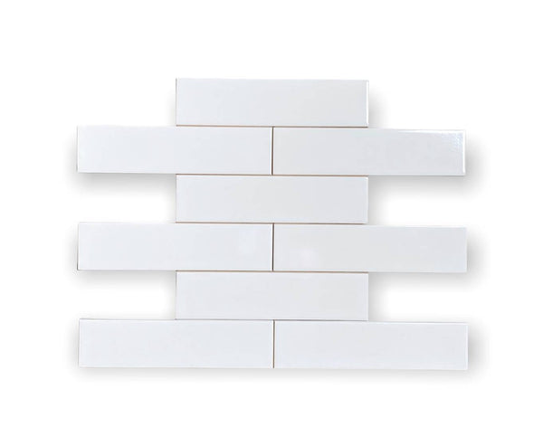 White Subway Wall Tile Gloss Finish 2x8 (60 pieces- Box of 6.5 Sqft)  for Kitchen Backsplash, Accent Wall and Bathroom Wall