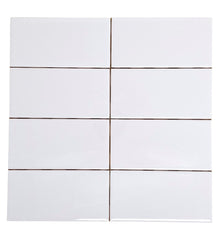 Tenedos 3x6 White Ceramic Bright Glossy Subway Wall Tile (80 pieces - Box of 10 sq.ft.) for Kitchen Bathroom Shower Backsplash