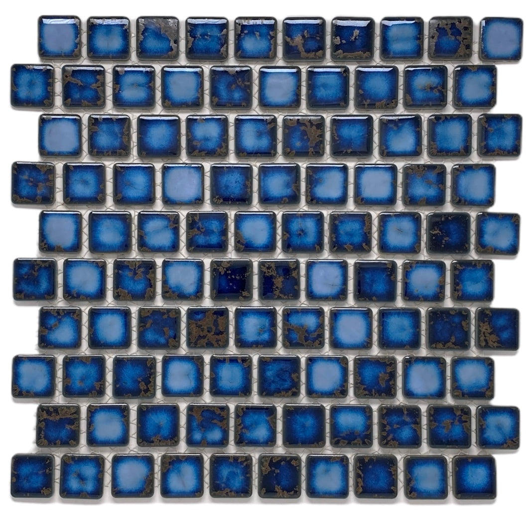 Calacatta Blue Porcelain Square Mosaic Floor wall Tile 1-1/8" X 1-1/8"