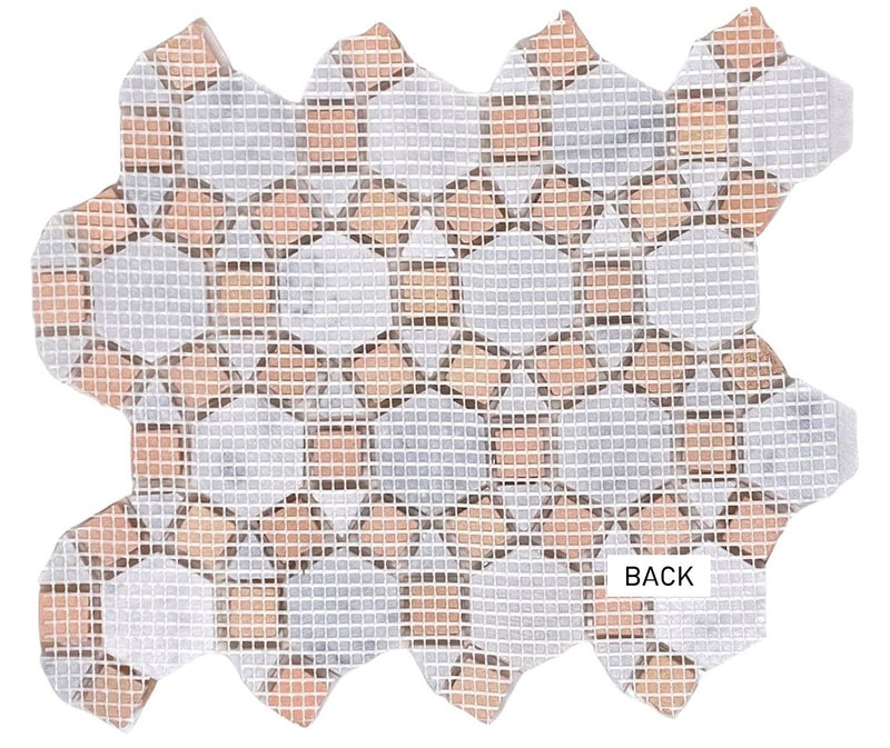 Carrara Hexagon Marble with Mix Circulos Mother of Pearl Tiles On Mosaic Sheet Wall Floor Tile