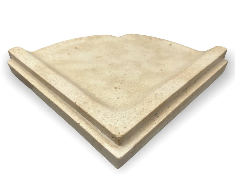 9 Inch Radius - Durango Travertine Honed Corner Shelf, Wall, Bathroom