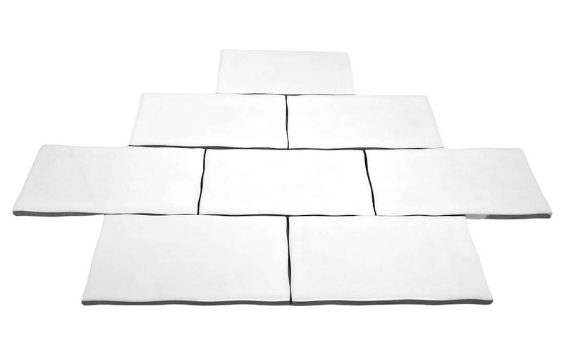 3x6 Subway White Hand-Made Look Ceramic Glossy Subway Wall Tile (Irregular Rounded Edges) for Kitchen Backsplash, Bathroom Wall, Accent Walls (88 Pieces - 10.66 Sqft/Box)