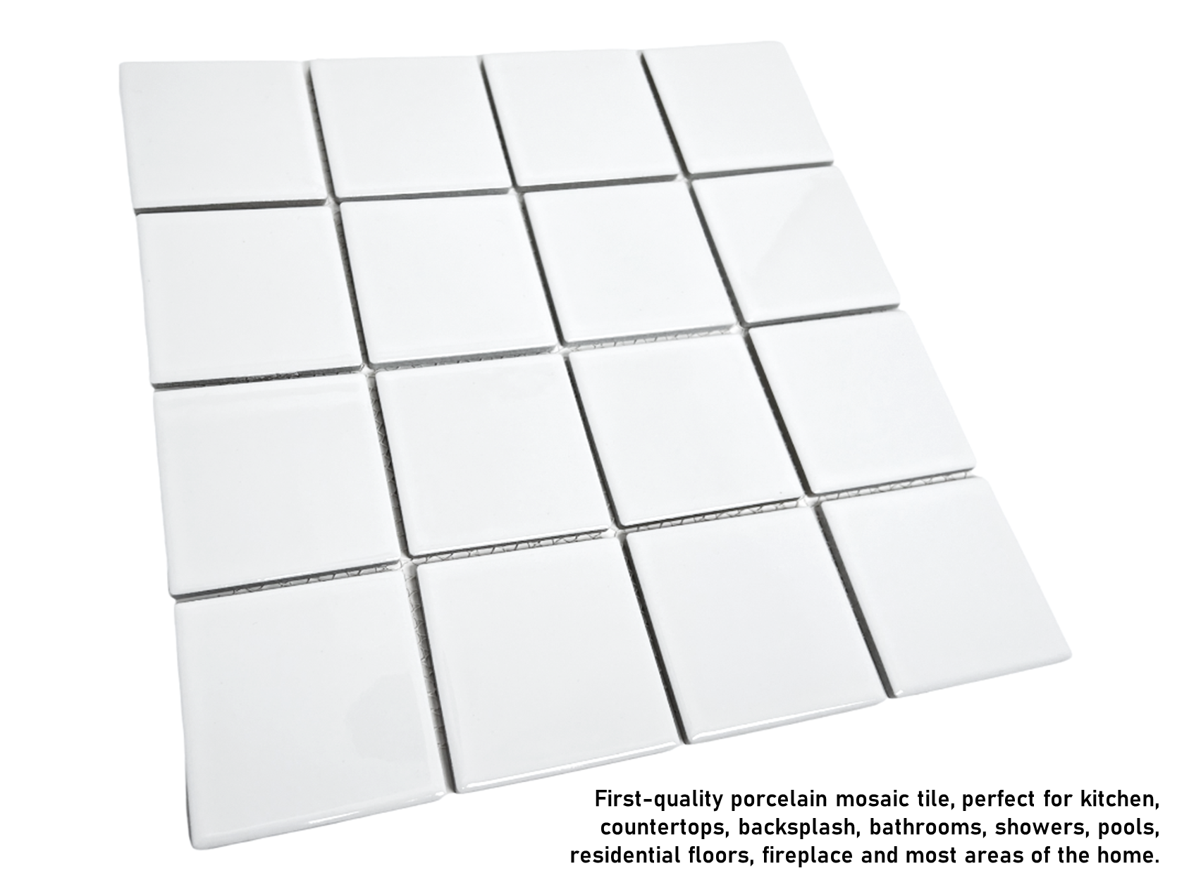 3x3 White Porcelain Floor Wall Tile for Spa Swimming Pool Shower Kitchen Countertop Bathroom Sink Backsplash