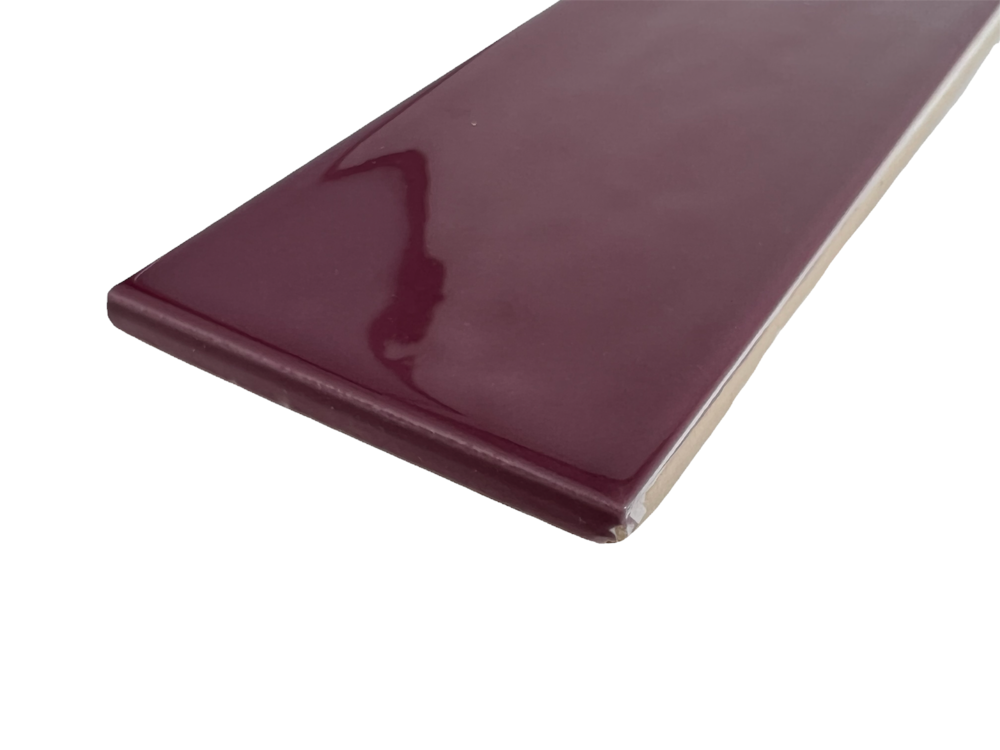 Handmade Purple Wine Burgundy Glossy 3x12 Subway Ceramic Wall Tile, Décor