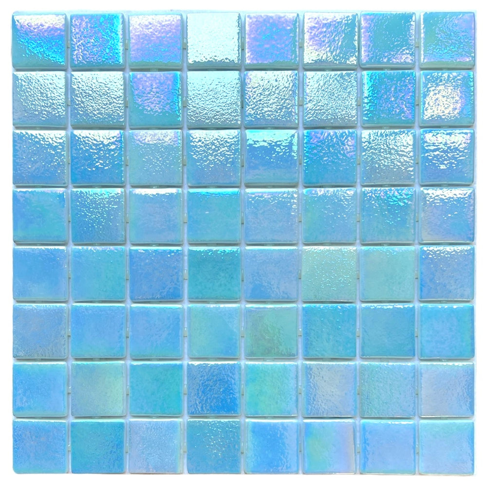 Light Blue  Square 1-1/2 Recycled Glass Wall and Floor Tile for Kitchen Backsplash, Pool Tile, Bathroom Wall, Accent Wall