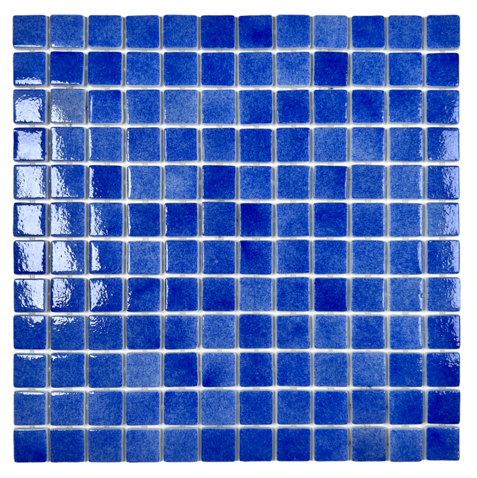 Tenedos Royal Blue Recycled Glass Mosaic Tile Square 7/8 Inch Pattern for Kitchen Backsplash, Swimming Pool Tile, Bathroom Wall, Accent Wall, (Not Peel and Stick Tile)