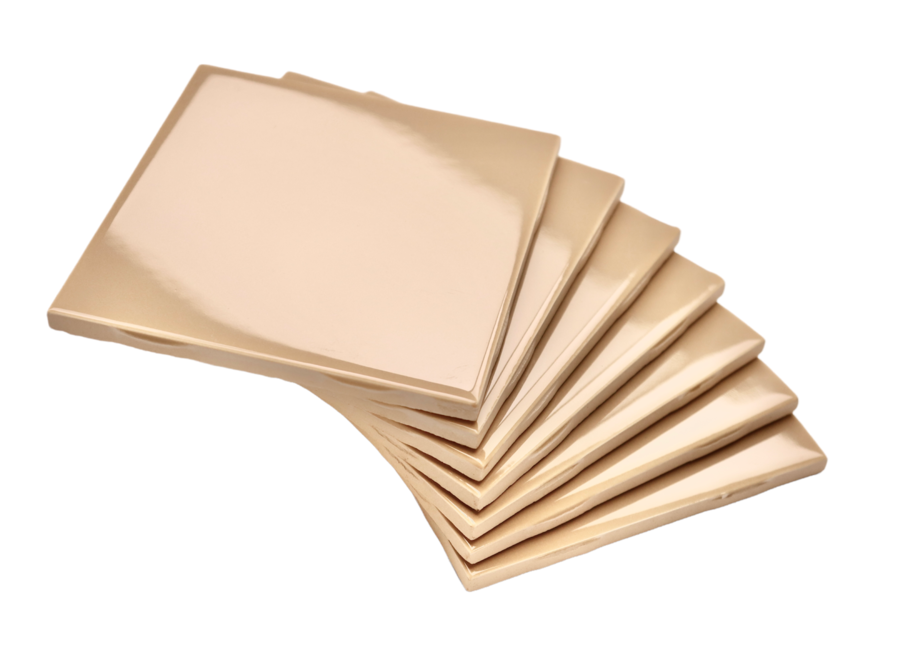 Sand Caramel  4 in Ceramic Tile Gloss 4 1/4" Box of 10 Piece for Bathroom Wall and Kitchen Backsplash