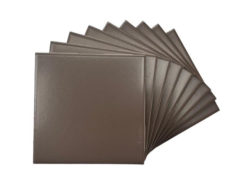 Brown Cocoa 4 in Ceramic Tile Matte 4 1/4" Box of 10 Piece for Bathroom Wall and Kitchen Backsplash