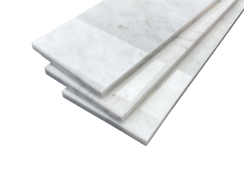 Carrara Marble Italian White Bianco 3x12 Marble Subway Floor and Wall Tile for Kitchen Backsplash, Bathroom Wall, Fireplace Surround