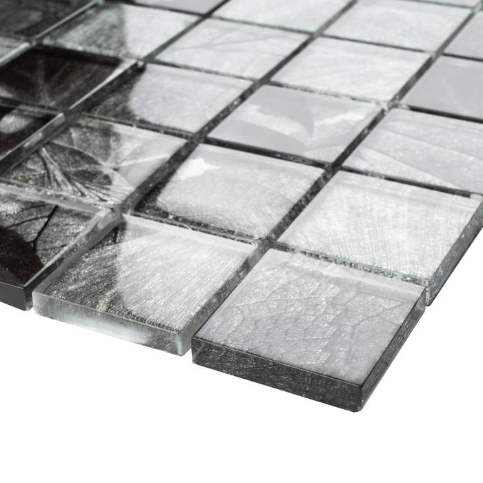 2x2 Square Glass Mosaic Tile (Silver & Black) by Tenedos