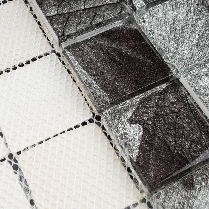 2x2 Square Glass Mosaic Tile (Silver & Black) by Tenedos
