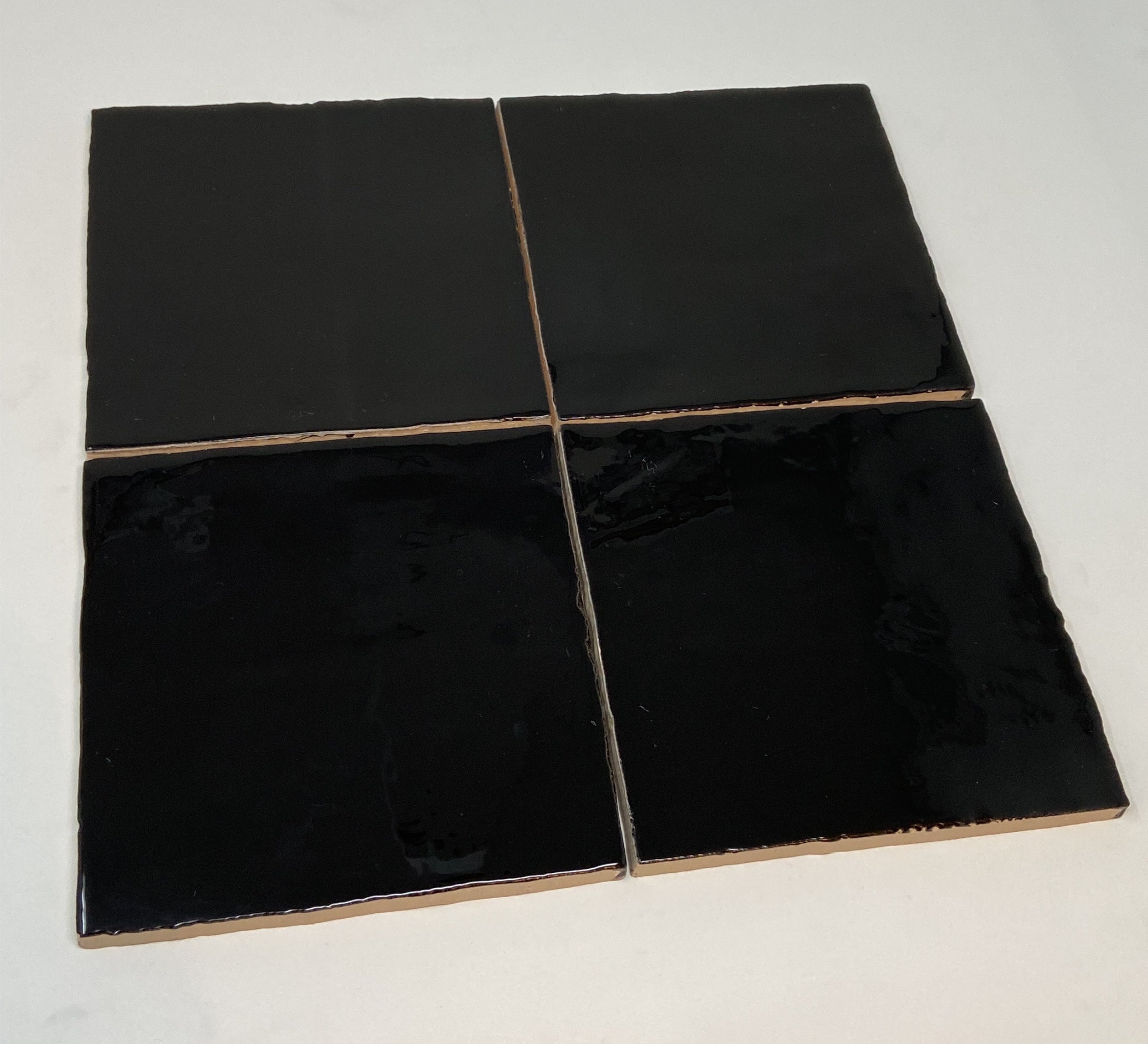6x6 Black Handmade Look Subway Wall Tile Glossy for Bathroom Shower, Kitchen Backsplash