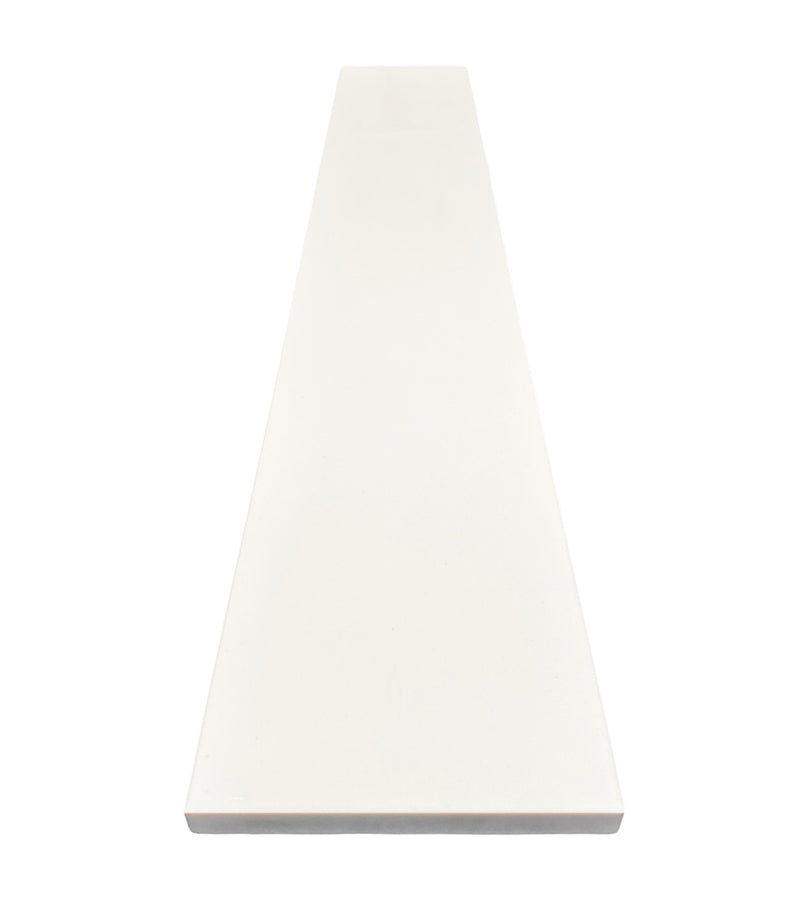 Tenedos Solid White Engineered Marble Threshold Saddle Polished, for Shower Curb, Bathroom Vanity Backsplash, Window Sill, Maintenance Free, Stain Resistant