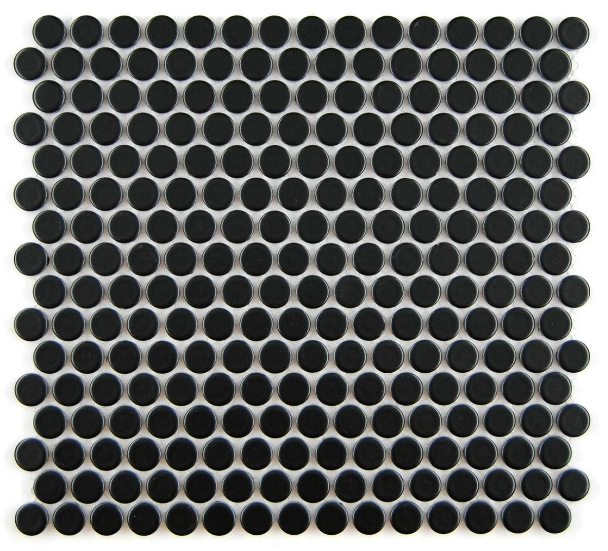 Penny Round Black Matte Porcelain Mosaic Floor Wall Tile for Bathroom Shower, Kitchen Backsplashes, Pool Tile