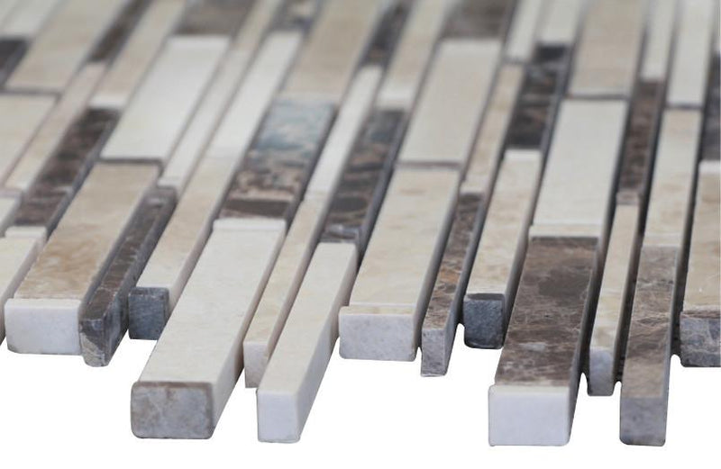 Brown and Beige Matte Random Brick Pattern Marble Stone Tiles