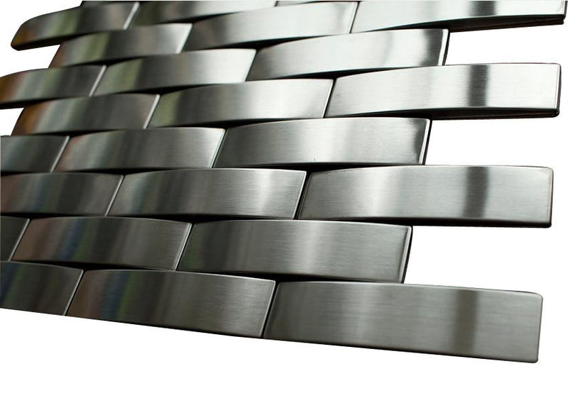Silver Stainless Steel Subway Style Mosaic Tiles - Tenedos