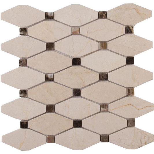MS International Valencia Blend Elongated Octagon  Polished Marble Mesh-Mounted Mosaic Tile - Tenedos