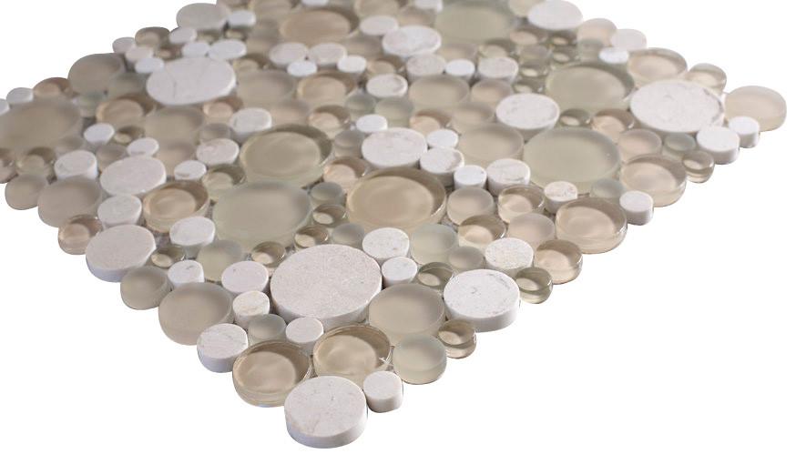 White and Cream Glossy and Matte Bubble Glass Mosaic Tiles