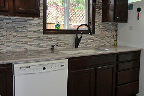 10 Sq Ft - Bliss Spa Stone and Glass Linear Mosaic Tiles - bathroom walls/ kitchen backsplash