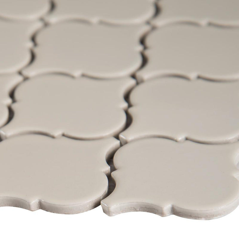 MSI Almond Glossy Arabesque Porcelain Mesh-Mounted Mosaic Tile for Kitchen Backsplash and Bathroom Walls