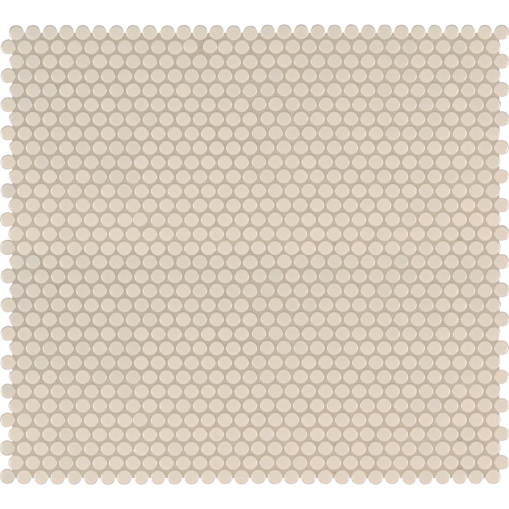 MSI Almond Glossy Penny Round Porcelain Mesh-Mounted Mosaic Wall Tile