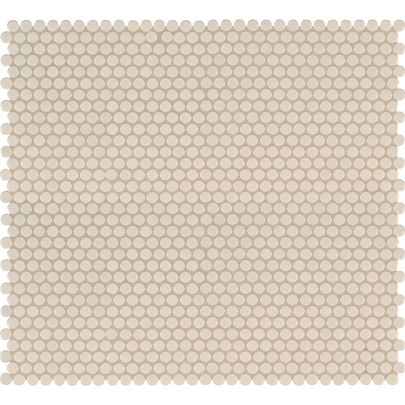 MSI Almond Glossy Penny Round Porcelain Mesh-Mounted Mosaic Wall Tile