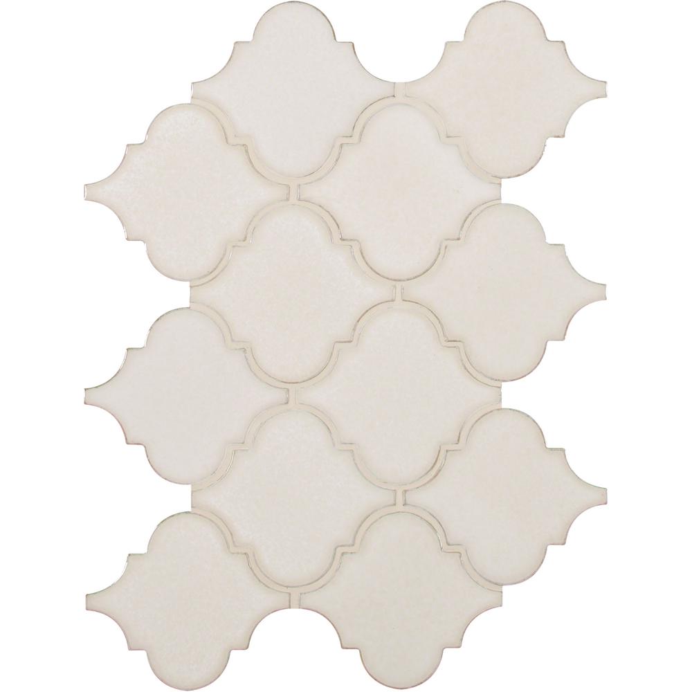 MS International  Antique White Arabesque Mesh-Mounted Mosaic Wall Tile 10.5 x 15.5 x 8mm