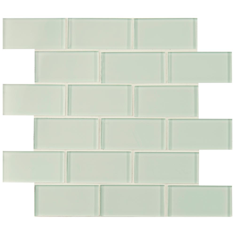 Tenedos MS International Arctic Ice Subway 2x4 White Glass Mesh-Mounted Wall Mosaic Tile