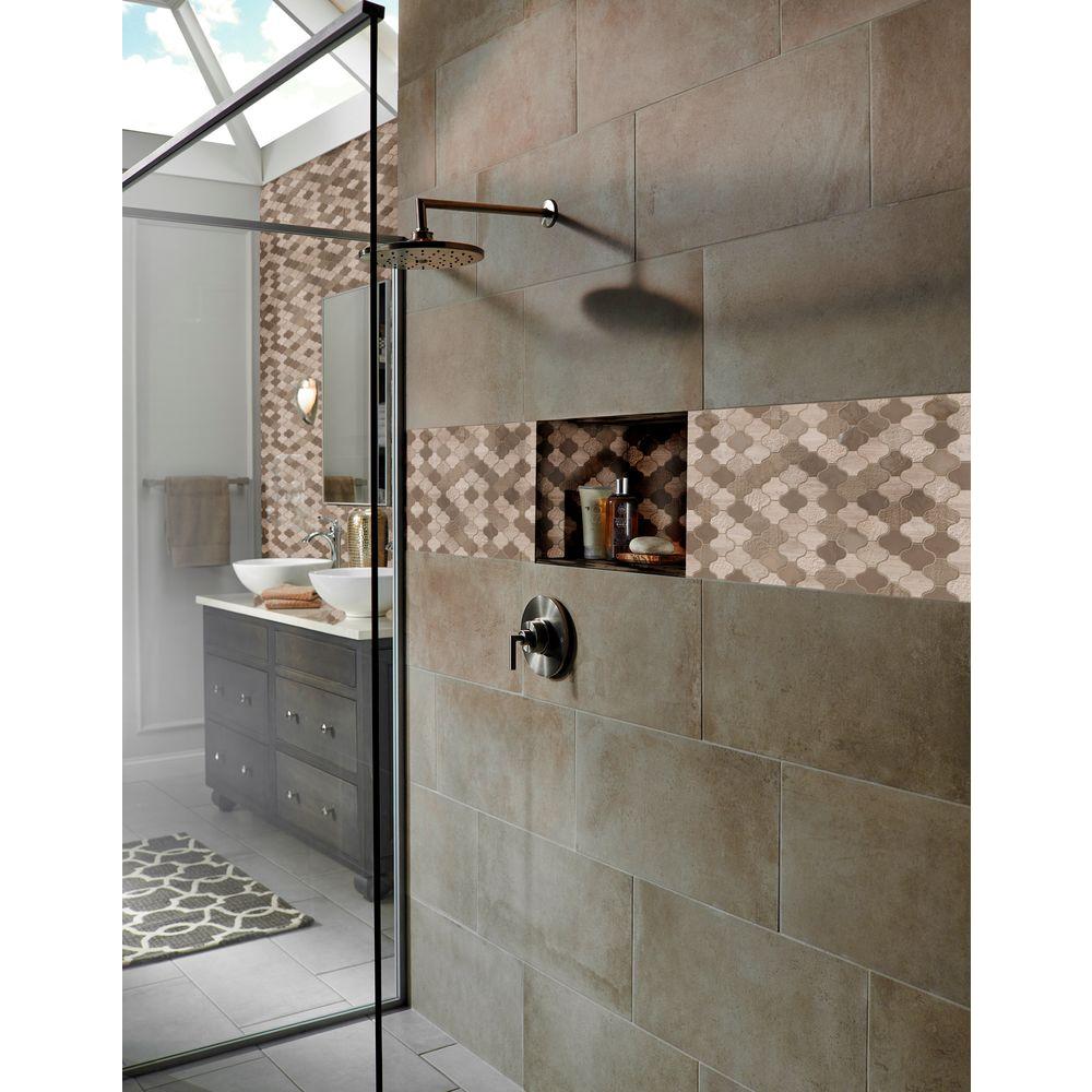 MSI Arctic Storm Arabesque 12 in. x 12.6 in. x 10mm Multi Finish Marble Mesh-Mounted Mosaic Wall Tile (Box of 10 Sheets)