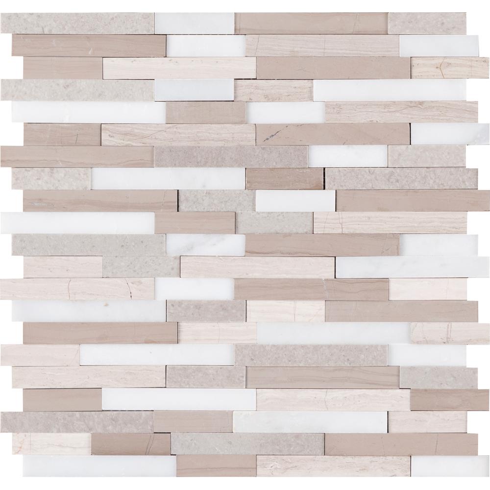 MSI Arctic Storm Interlocking 3D Peel and Stick 12 in. x 12 in. x 6mm Honed Marble Mosaic Tile