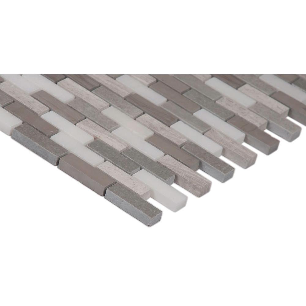 MS International Arctic Storm 12 in. x 12 in. x 10 mm Honed Marble Mesh-Mounted Mosaic Floor and Wall Tile