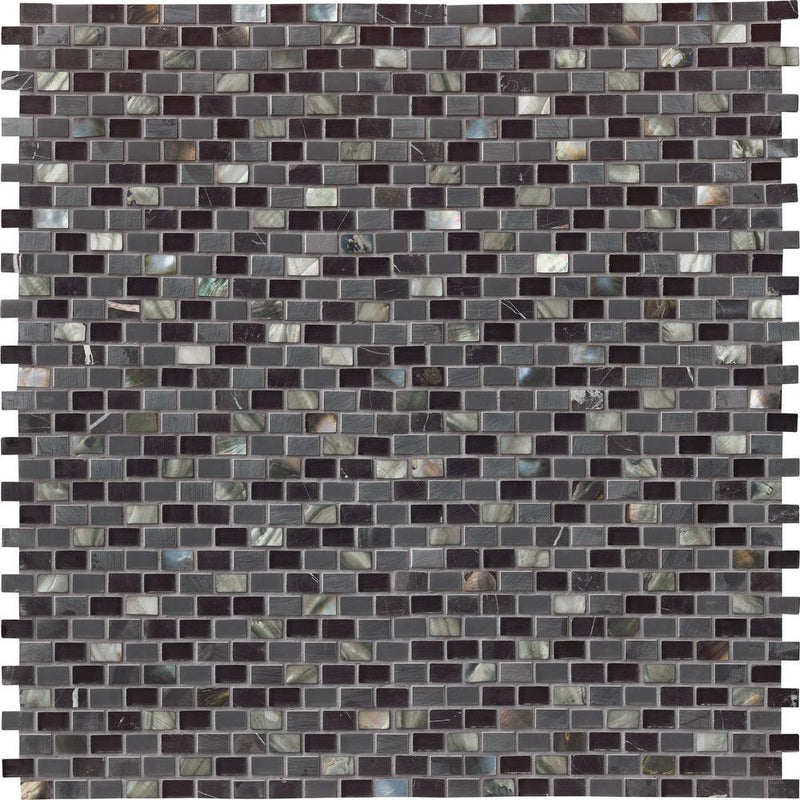 MS International Midnight Pearl 12 in. x 12 in. x 8 mm Glass, Metal and Stone Mesh-Mounted Mosaic Wall Tile