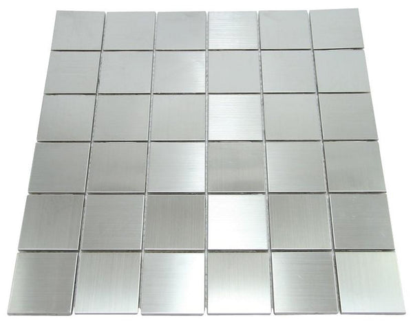 Matte Silver Stainless Steel Metallic Square 2x2 Mosaic Wall Tiles for Bathroom and Kitchen Walls Kitchen Backsplashes