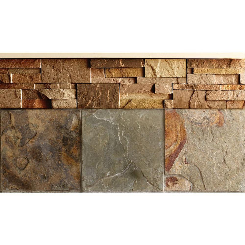 California Gold 3D Ledger Wall Panel 6 in. x 24 in. Natural Wall Tile Stone for Accent Walls Kitchen Backsplash Fireplace Surrounds
