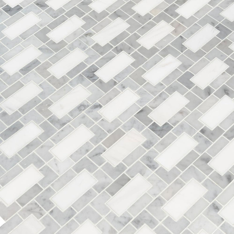 MSI Bianco Dolomite Lynx 12 in. x 12 in. x 10mm Polished Marble Mesh-Mounted Mosaic Tile