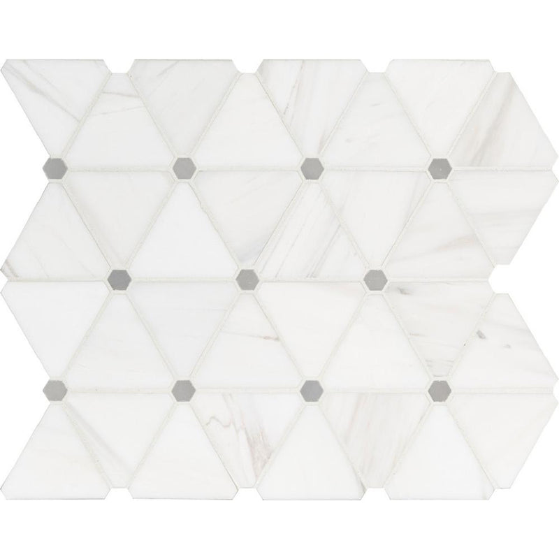 MSI Bianco Dolomite Pinwheel Polished Marble Mesh-Mounted Mosaic Tile