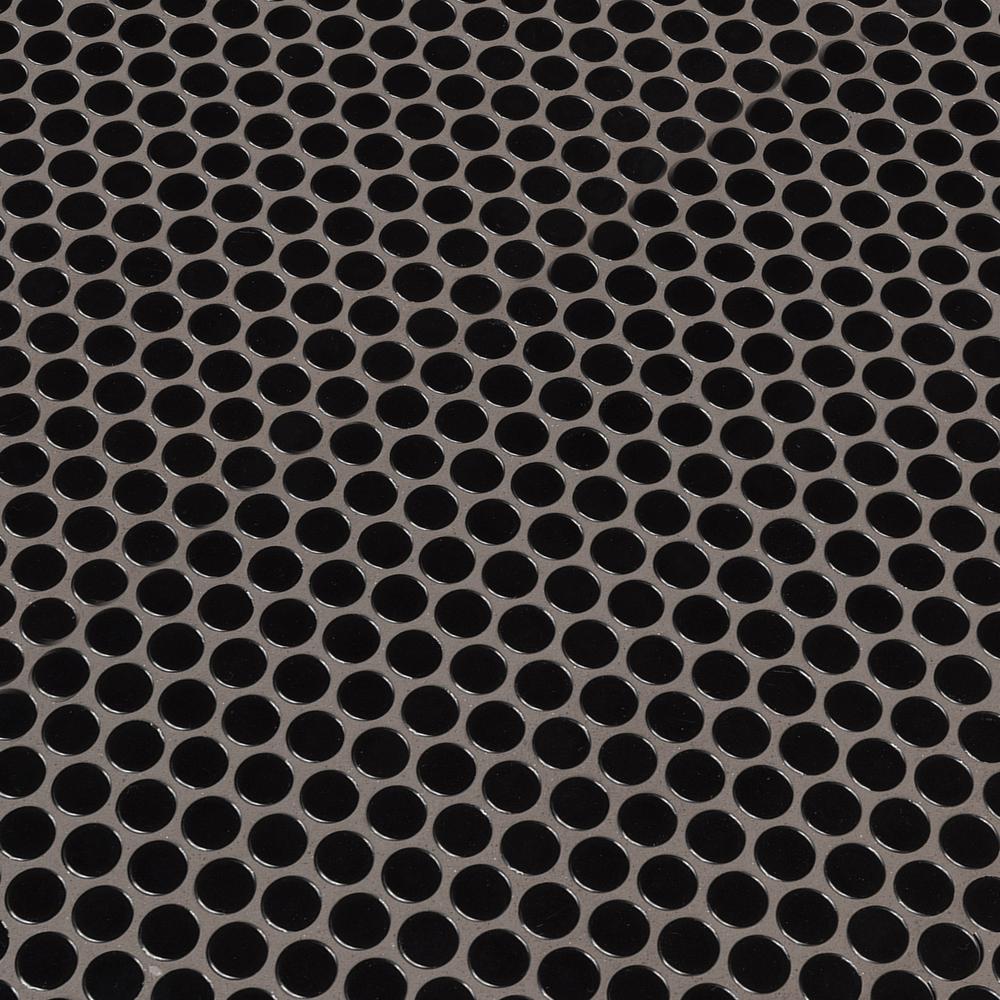 MSI Black Glossy Penny Round 11.57 in. x 12.4 in. x 10mm Porcelain Mesh-Mounted Mosaic Floor Wall  Tile