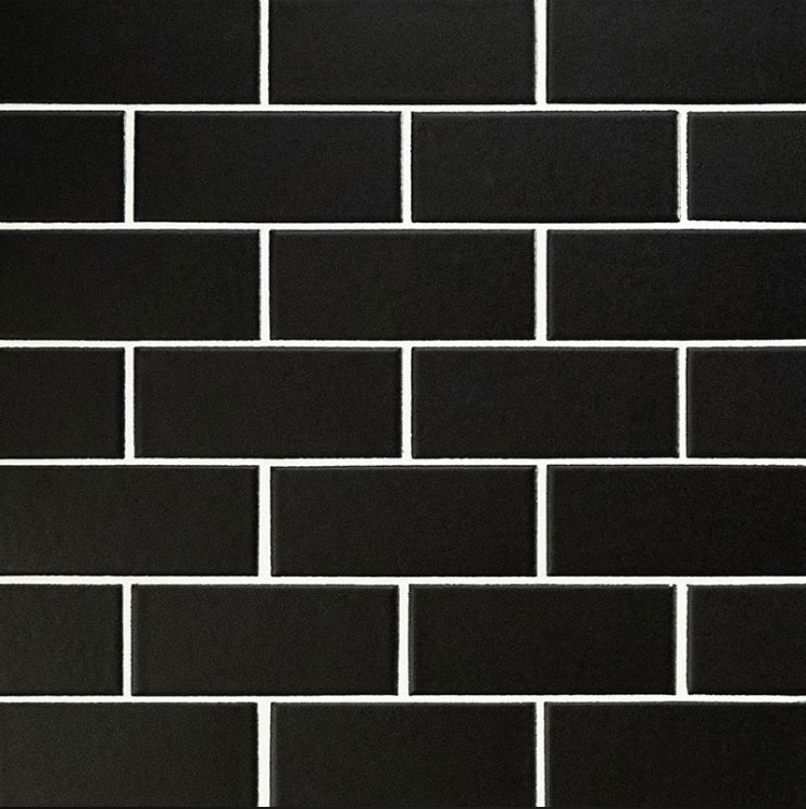 Black Subway Brick 2" X 4" Porcelain Tile, Wall Tile, Backsplash Tile, Bathroom Tile on 12x12 Mesh for Easy Installation