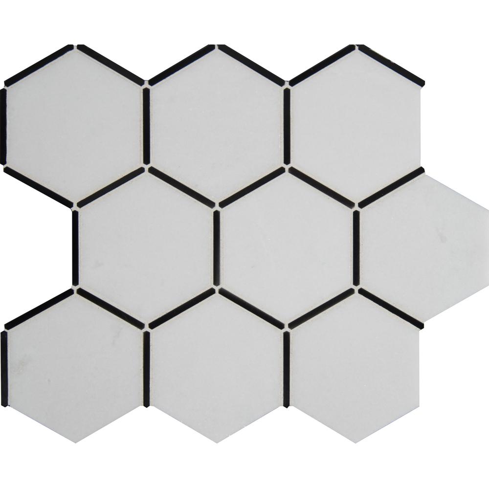 MSI Blanco Honeycomb 13.11 in. x 11.57 in. x 8mm Metal/Stone Blend Mesh-Mounted Mosaic Tile (10.5 sq. ft. / case)