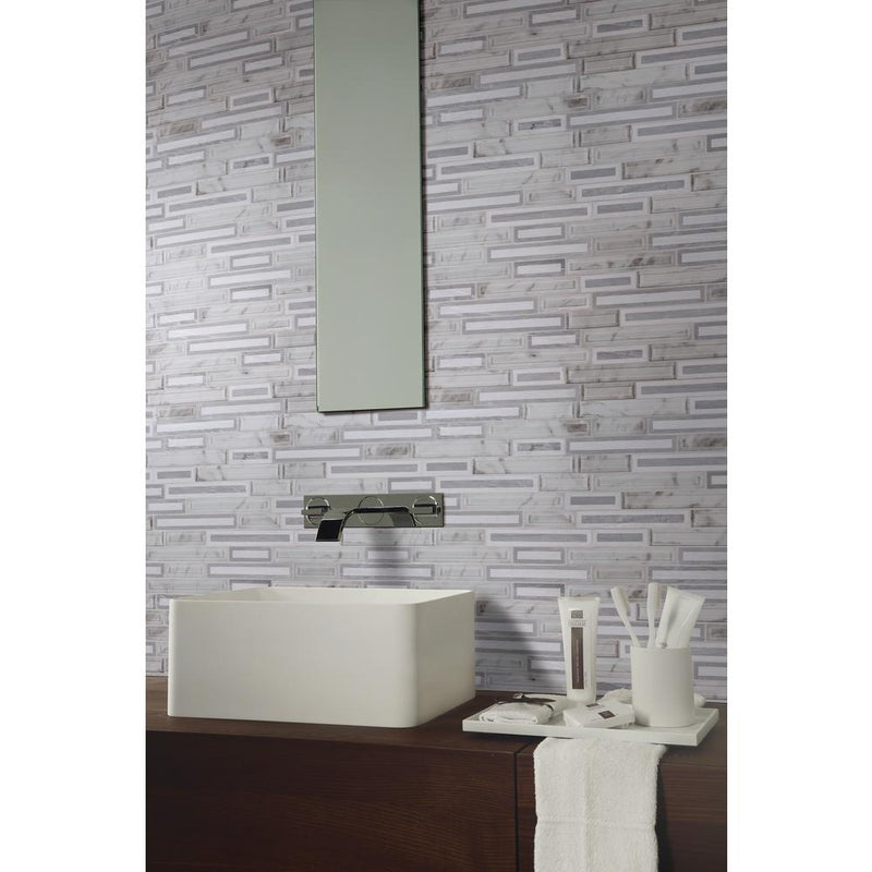MSI Blocki Grigio Interlocking 12.2 in. x 11.61 in. x 8mm Glass Stone Mesh-Mounted Mosaic Tile (Box of 10 Sheets) - Tenedos