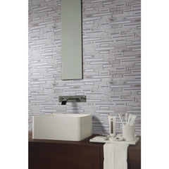 MSI Blocki Grigio Interlocking 12.2 in. x 11.61 in. x 8mm Glass Stone Mesh-Mounted Mosaic Tile (Box of 10 Sheets) - Tenedos