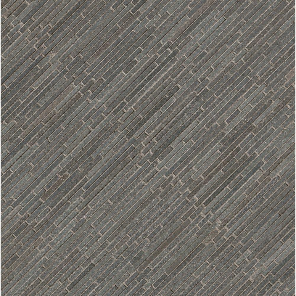 MSI Basalt Blue Bamboo 12 in. x 12 in. x 10mm Honed Mesh-Mounted Mosaic Wall Tile