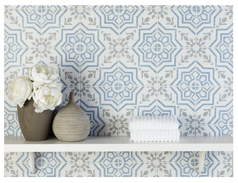 Blue Dance Porcelain Tile 8x8" (18 pieces - 8 SqFt) for Floors and Walls, Kitchen Backsplashes Tile