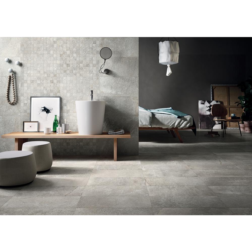 MSI Brixstyle 2x2 Glacier 12 in. x 12 in. x 10mm Glazed Porcelain Mesh-Mounted Mosaic Floor Wall Tile