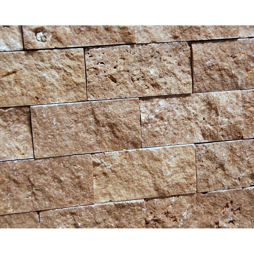 Noce 2x4 Travertine Split Faced Wall Mosaic Tile