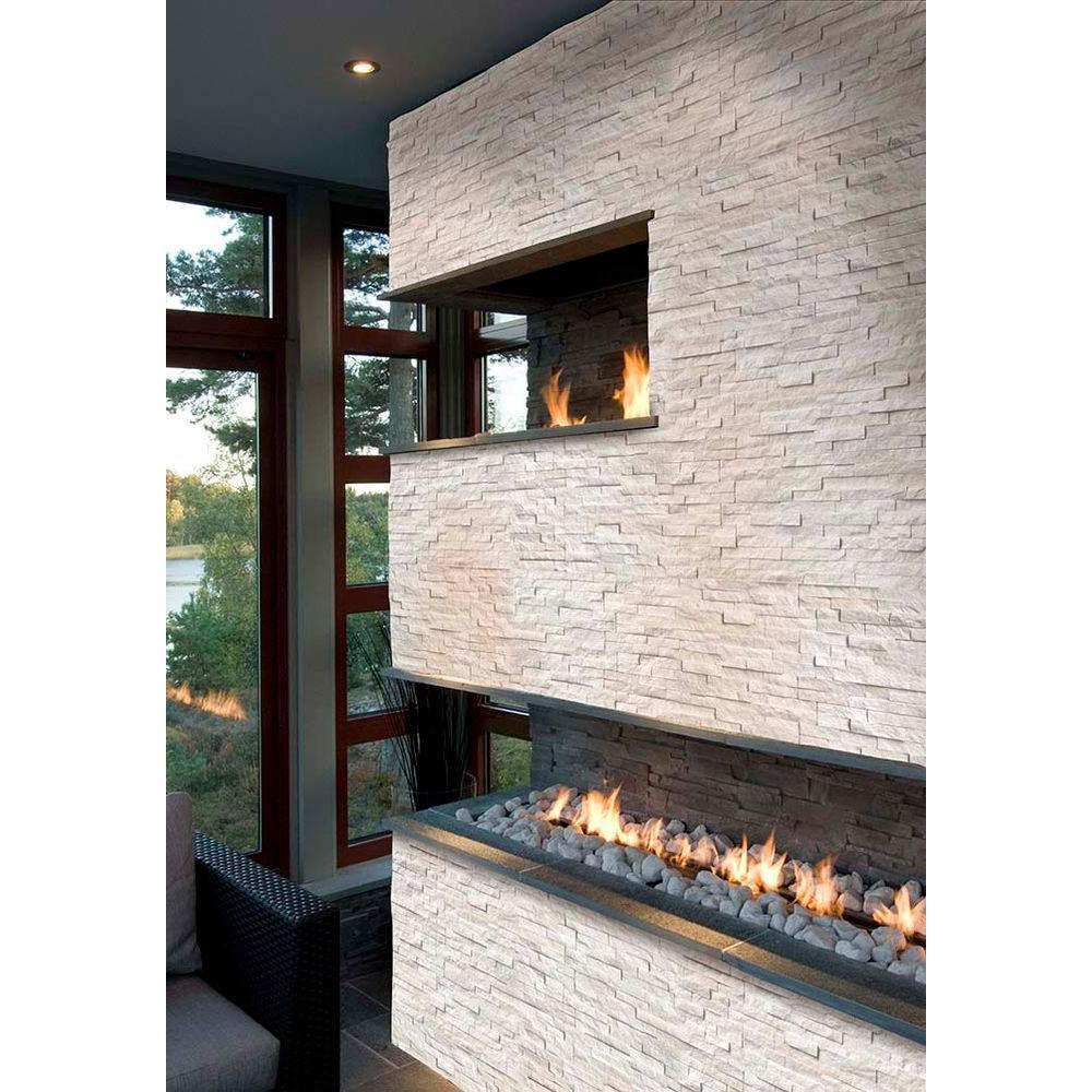 Arctic White Ledger Wall Panel 6 in. x 24 in. Natural Marble Wall Tile for Accent Walls Kitchen Backsplash Fireplace