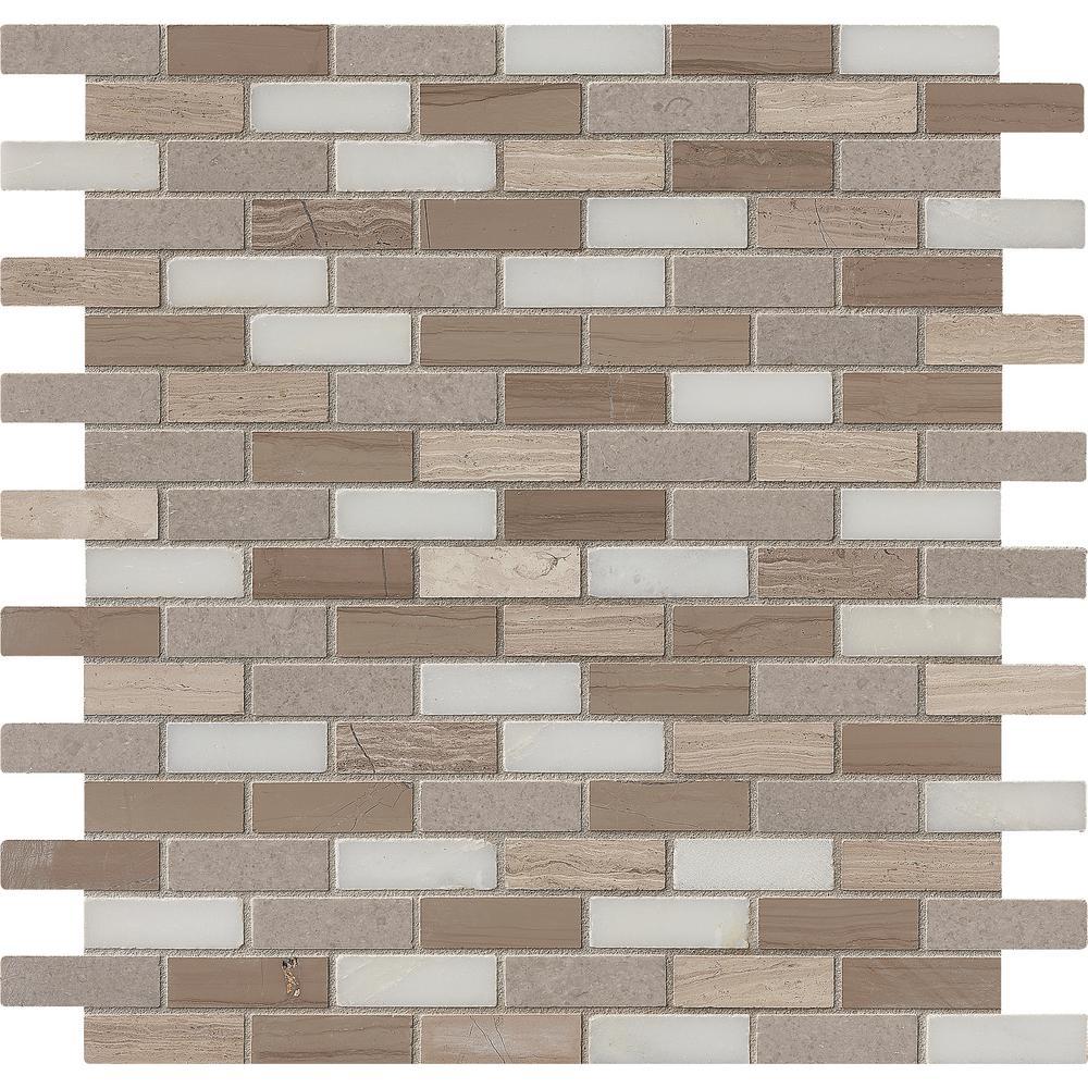 MS International Arctic Storm 12 in. x 12 in. x 10 mm Honed Marble Mesh-Mounted Mosaic Floor and Wall Tile