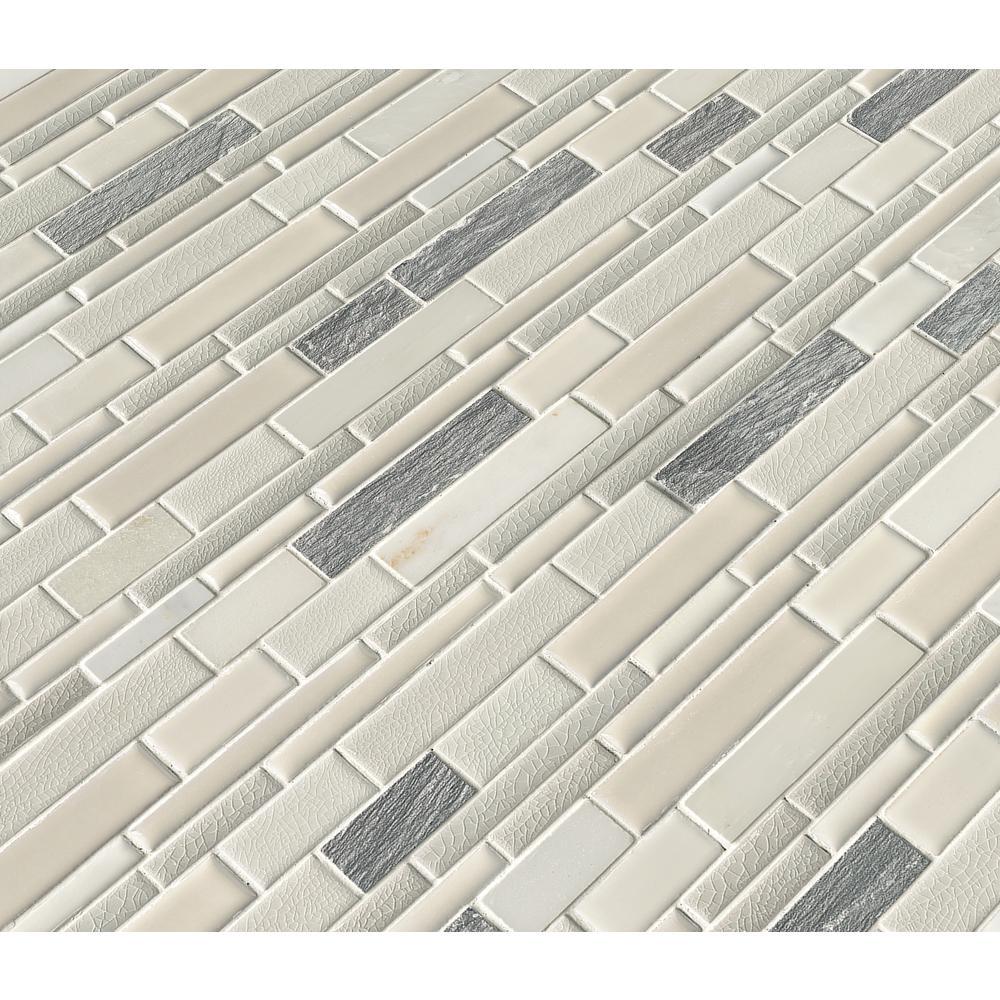 MS International Everest Interlocking 12 in. x 12 in. x 8 mm Porcelain and Stone Mesh-Mounted Mosaic Wall Tile