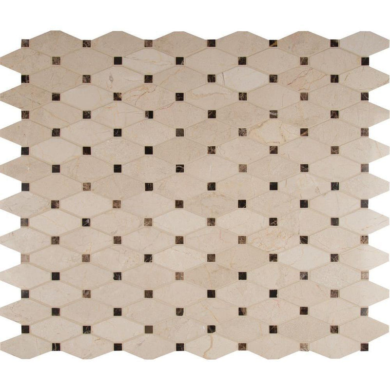MS International Valencia Blend Elongated Octagon  Polished Marble Mesh-Mounted Mosaic Tile - Tenedos